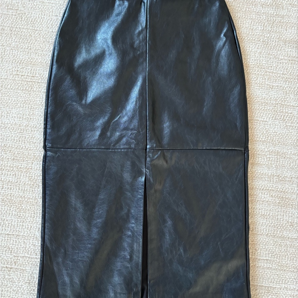 Edited X Hunter McGrady Elegant Black Leather Pencil Skirt Size 4 BRAND NEW